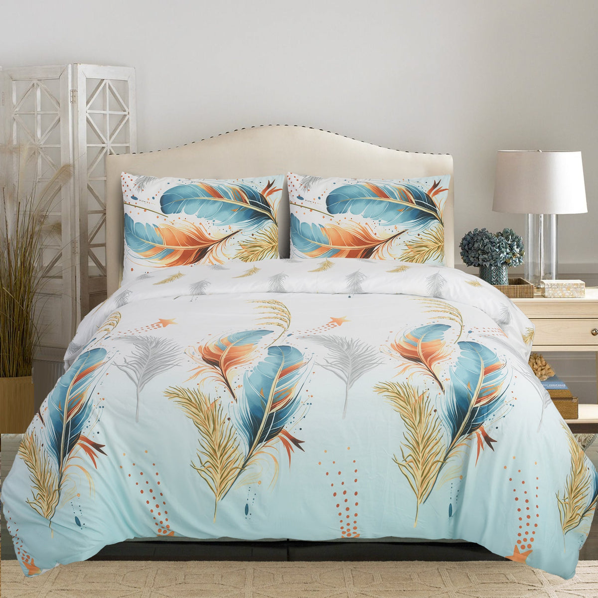 Hadi London 4 Piece 3D Printed Bedding Set – Soft Microfibre Duvet Cover, Fitted Sheet & Pillowcases