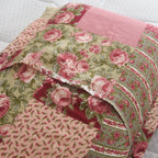 3 Piece Luxury Quilted Bedspread Set – Reversible Floral Patchwork Bedspread with Pillow Shams | Soft Microfibre Bed Throw for Double & King Size Beds
