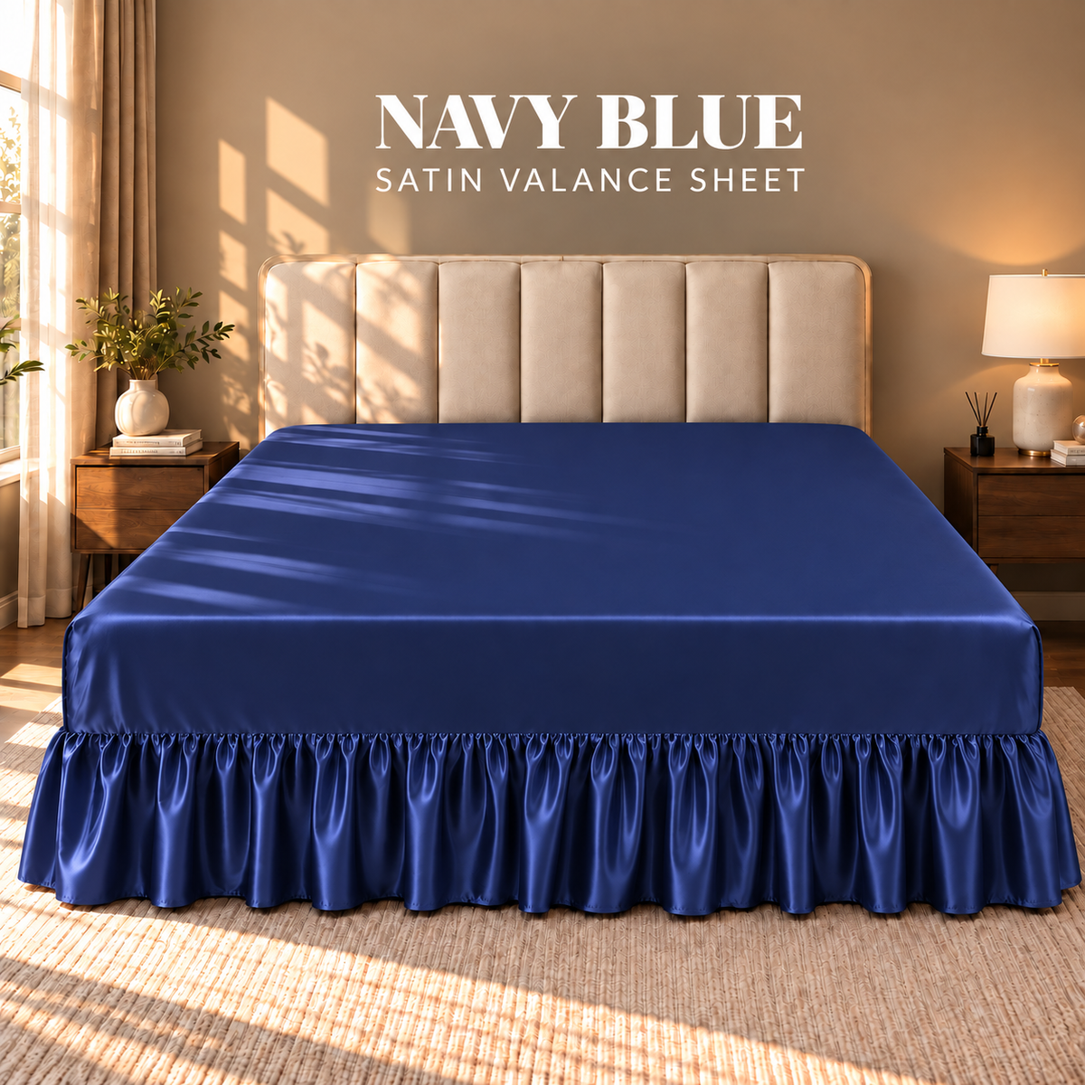 Hadi London Luxury Satin Valance Bed Sheet – Silky Soft Bed Base Cover | Single Double King