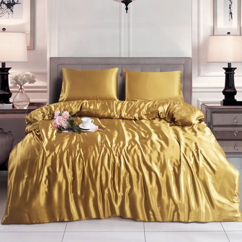 Hadi London 3 Piece Luxury Satin Duvet Cover Set – Silky Soft Bedding with Pillowcases | Single Double King