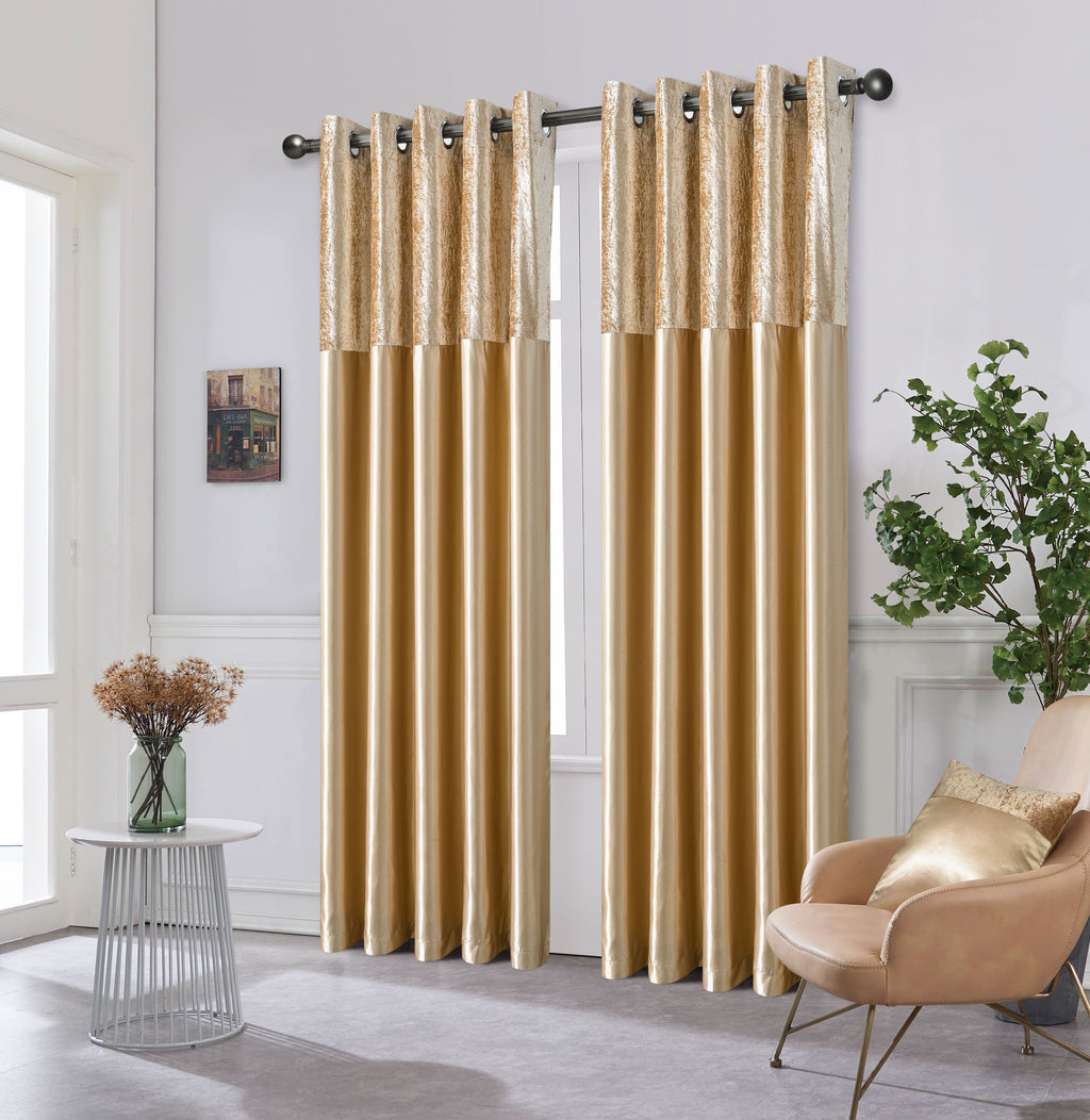 Silk Velvet Curtains Pair, Fully Lined Eyelet Curtains to Help Block Sunlight & Refresh Your Room