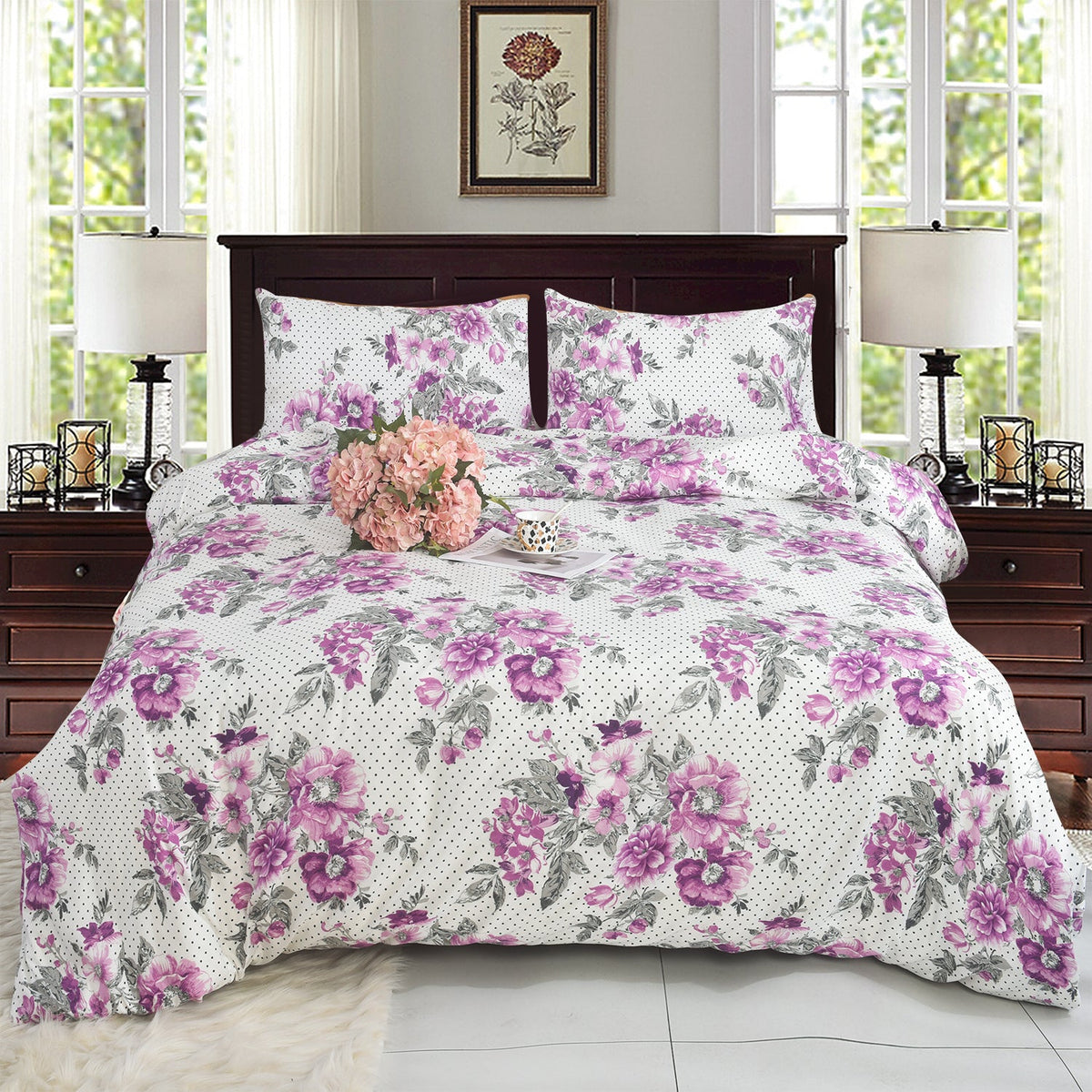 Hadi London Obsidian Marble 4 Piece Microfibre Bedding Set – Duvet Cover, Fitted Sheet & Pillowcases