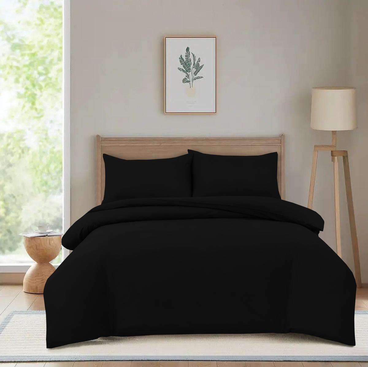 Hadi London 3 Piece Microfibre Duvet Cover Set – Soft Plain Bedding Set with Pillowcases | Single Double King Super King