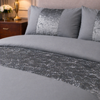 Hadi London Crushed Velvet Panel Duvet Cover Set – Luxury Soft Bedding with Matching Pillowcases