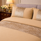 Hadi London Crushed Velvet Panel Duvet Cover Set – Luxury Soft Bedding with Matching Pillowcases