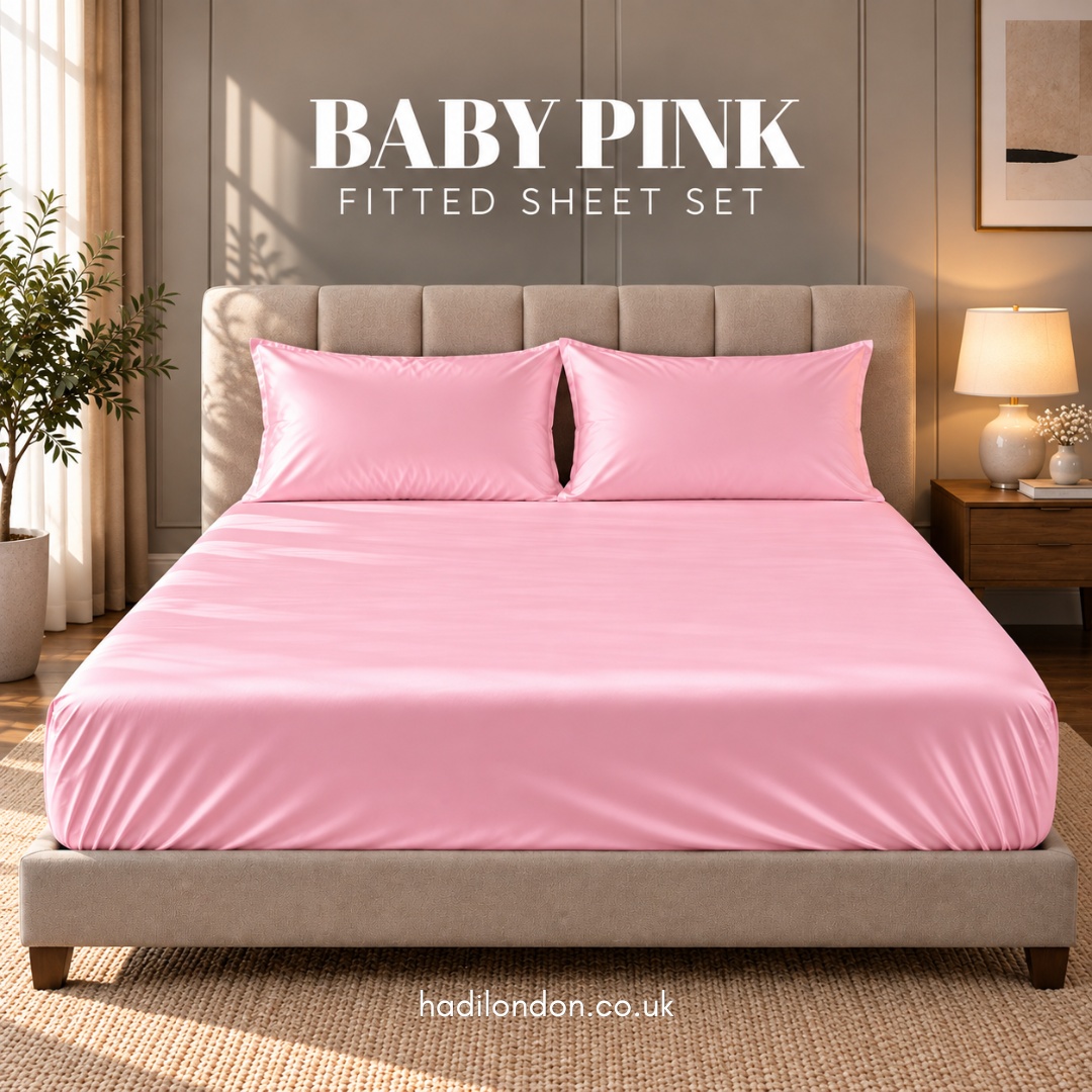 Hadi London Luxury Satin Fitted Sheet Set – 40cm Extra Deep Bed Sheet with Pillowcases | Single Double King