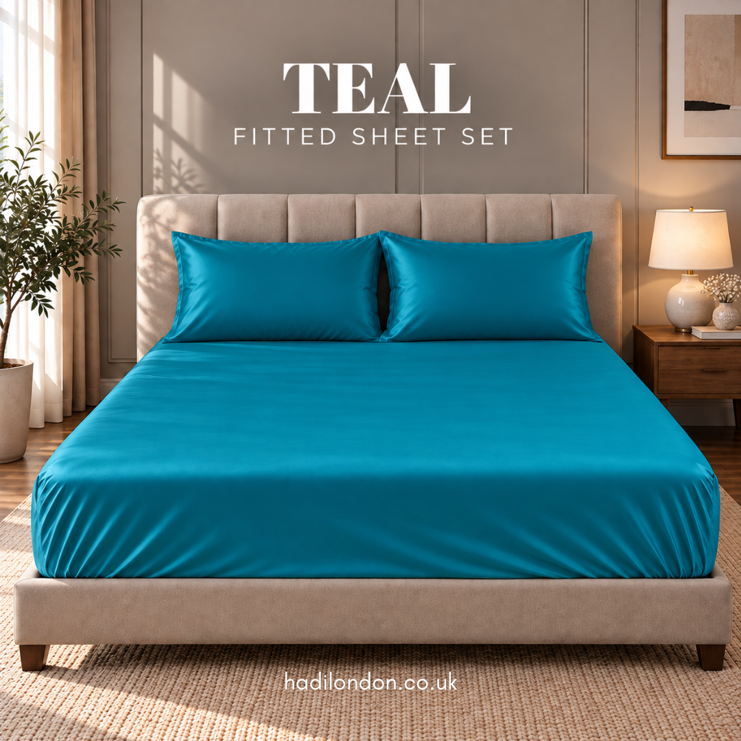 Hadi London Luxury Satin Fitted Sheet Set – 40cm Extra Deep Bed Sheet with Pillowcases | Single Double King