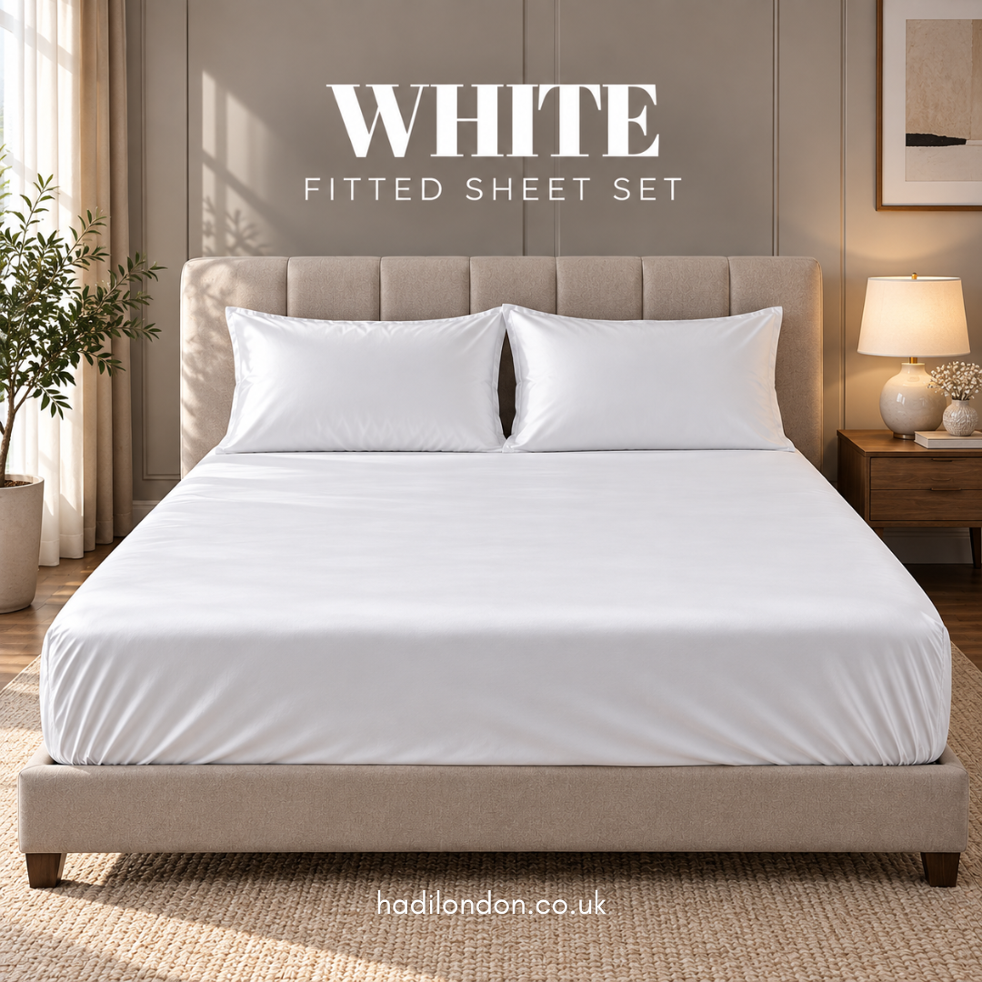 Hadi London Luxury Satin Fitted Sheet Set – 40cm Extra Deep Bed Sheet with Pillowcases | Single Double King