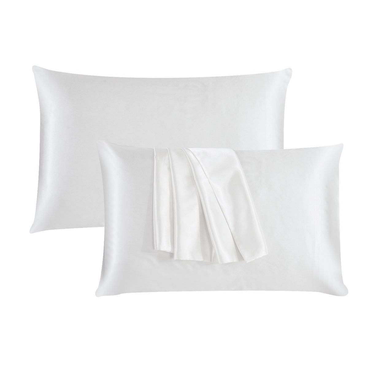 Hadi London 2 Pack Luxury Satin Pillowcases – Silky Soft Pillow Covers with Envelope Closure 50x75cm