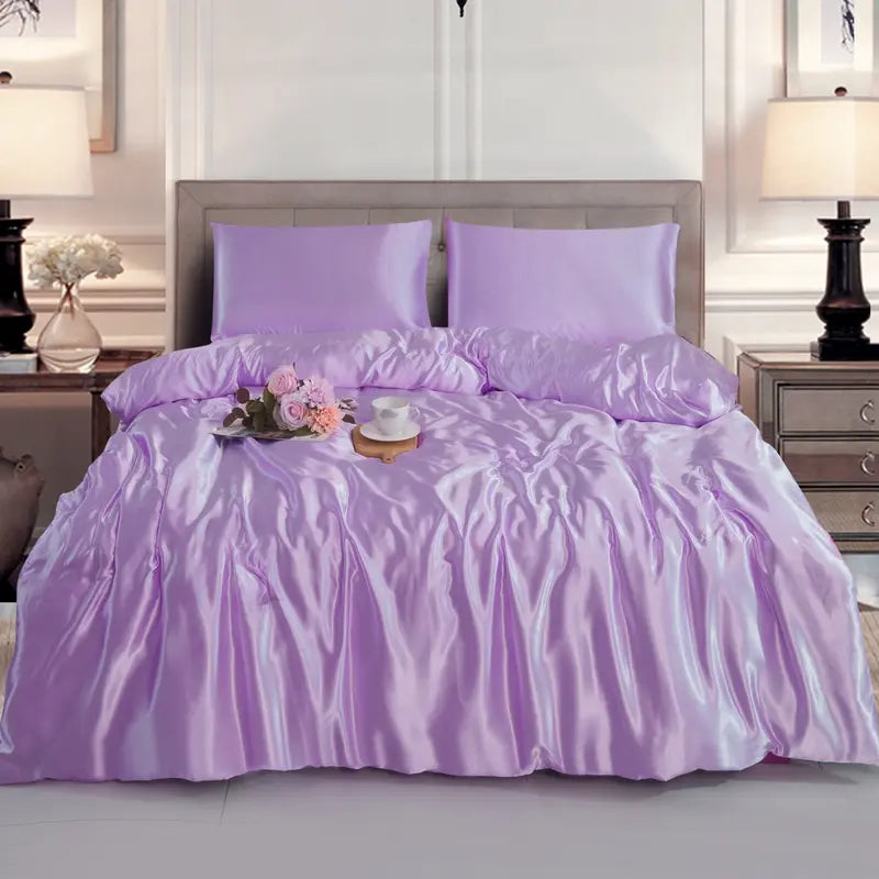 Hadi London 3 Piece Luxury Satin Duvet Cover Set – Silky Soft Bedding with Pillowcases | Single Double King
