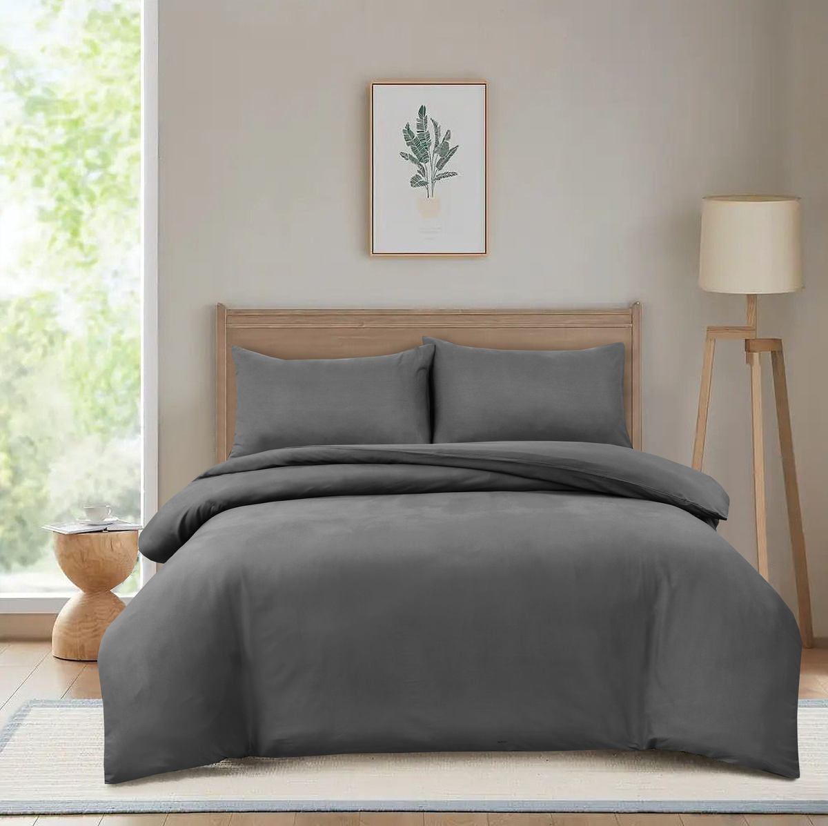 Hadi London 3 Piece Microfibre Duvet Cover Set – Soft Plain Bedding Set with Pillowcases | Single Double King Super King