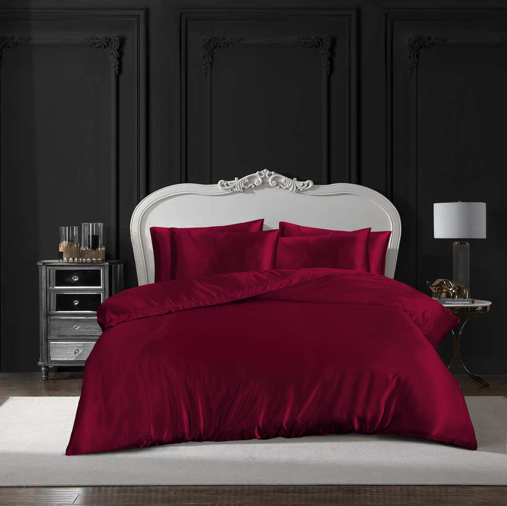 Hadi London Luxury 10 Piece Satin Bedding Set – Silky Duvet Cover, Sheet, Pillowcases & Beauty Sleep Accessories