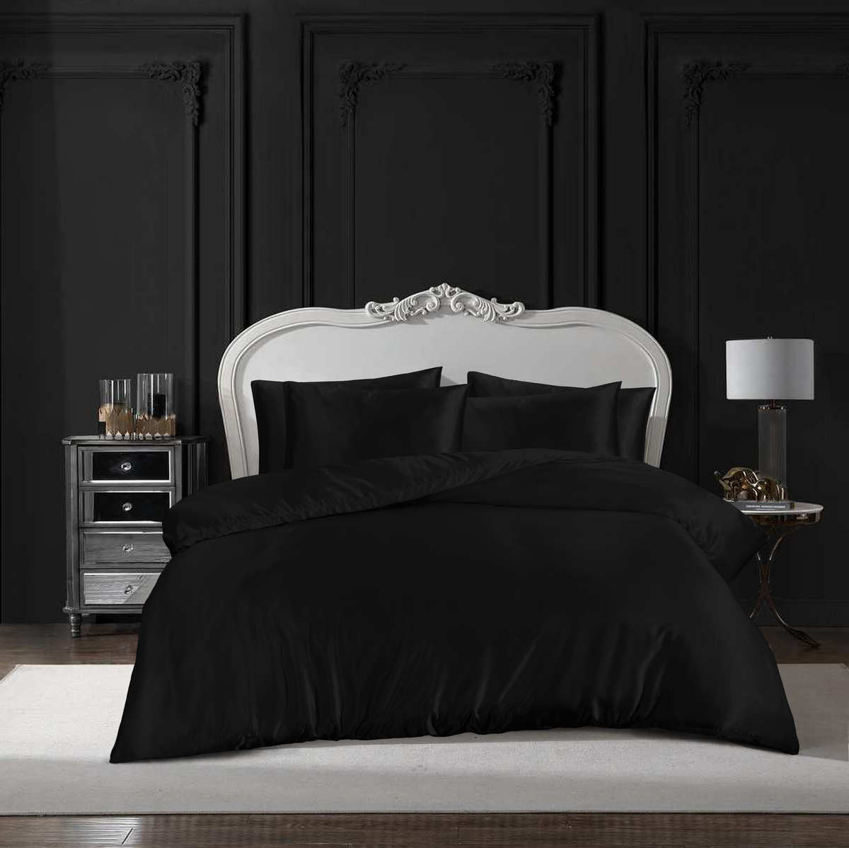 Hadi London Luxury 10 Piece Satin Bedding Set – Silky Duvet Cover, Sheet, Pillowcases & Beauty Sleep Accessories