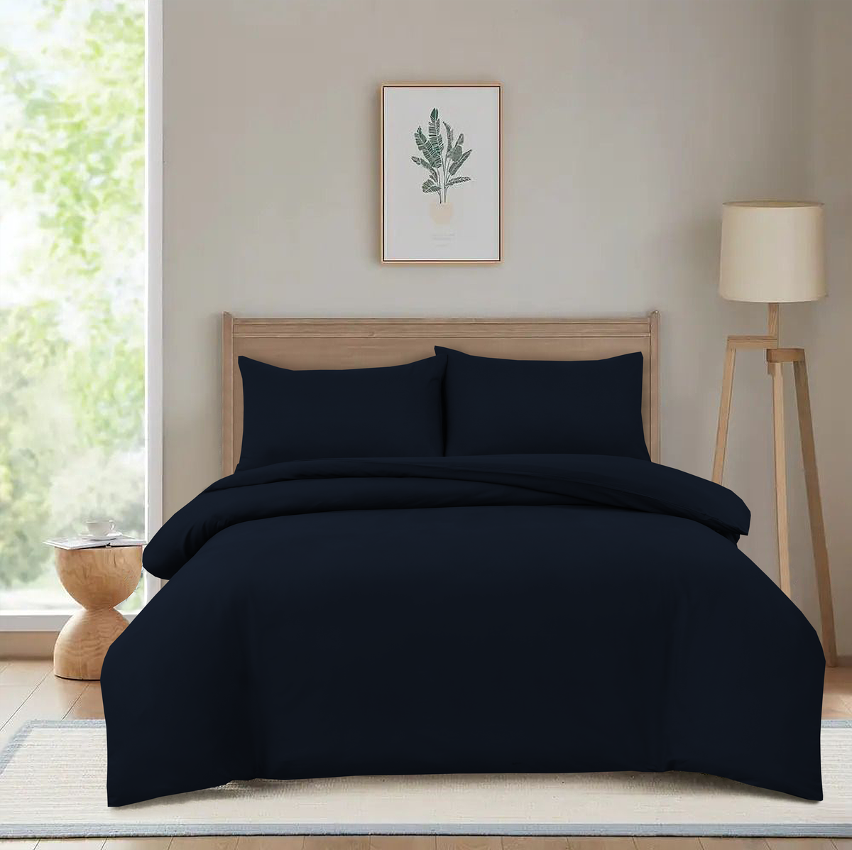 Hadi London 3 Piece Microfibre Duvet Cover Set – Soft Plain Bedding Set with Pillowcases | Single Double King Super King