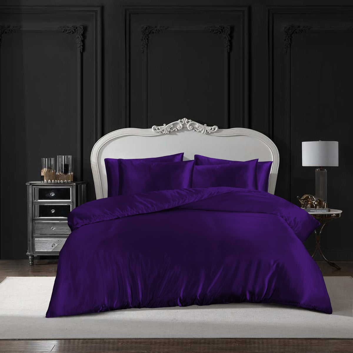 Hadi London Luxury 10 Piece Satin Bedding Set – Silky Duvet Cover, Sheet, Pillowcases & Beauty Sleep Accessories