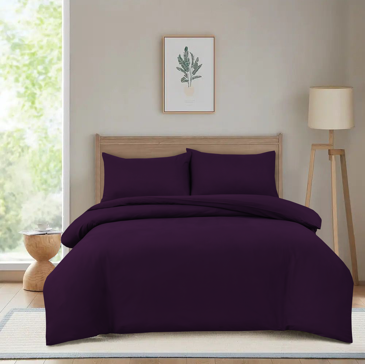 Hadi London 3 Piece Microfibre Duvet Cover Set – Soft Plain Bedding Set with Pillowcases | Single Double King Super King