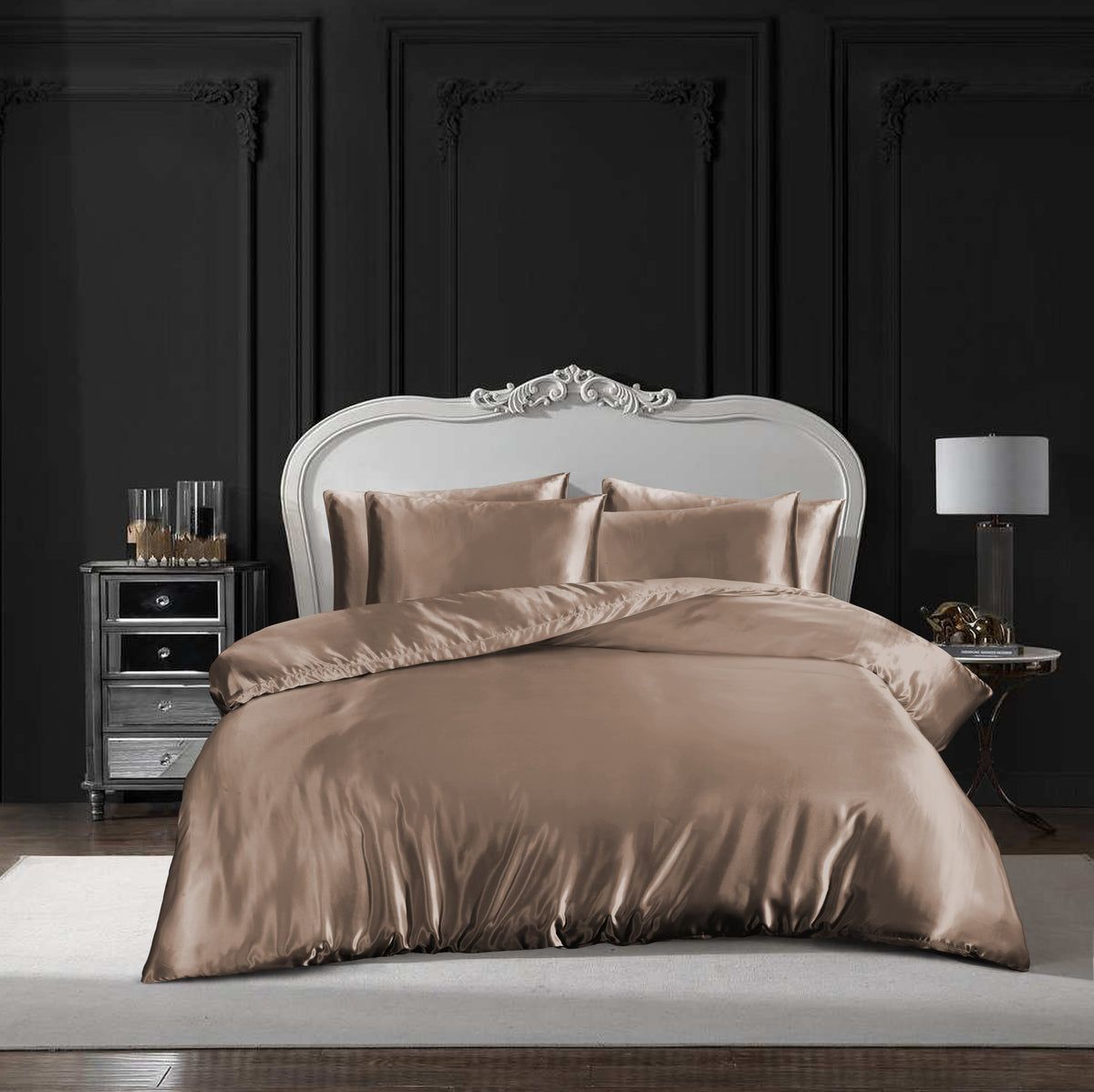 Hadi London Luxury 10 Piece Satin Bedding Set – Silky Duvet Cover, Sheet, Pillowcases & Beauty Sleep Accessories