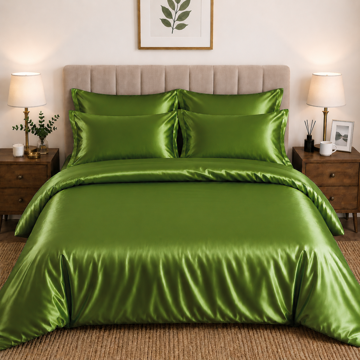 HADI LONDON Luxury Satin Bedding Set 4/6 Piece – Duvet Cover, Fitted Sheet & Pillowcases | Single Double King Super King