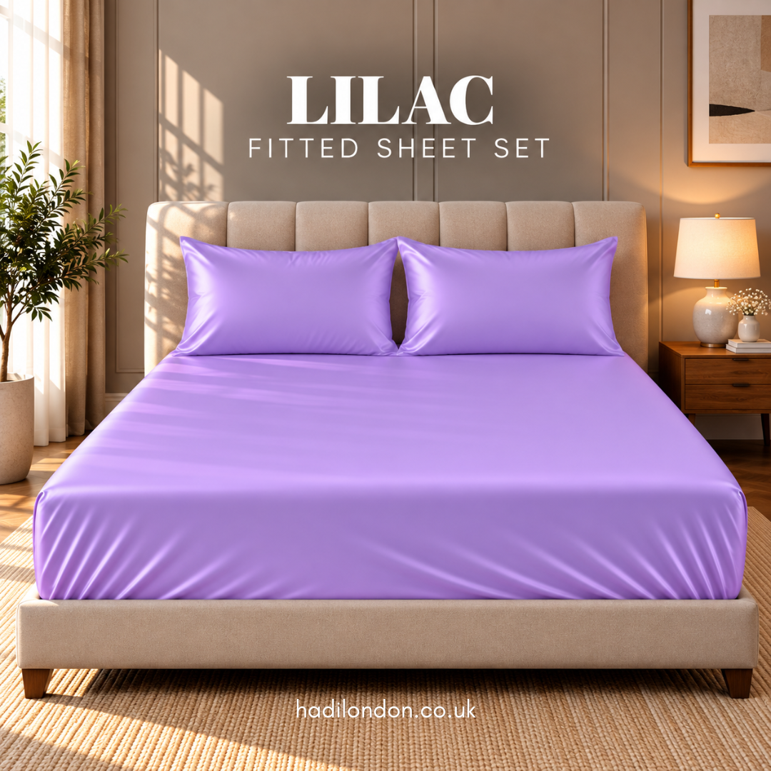 Hadi London Luxury Satin Fitted Sheet Set – 40cm Extra Deep Bed Sheet with Pillowcases | Single Double King