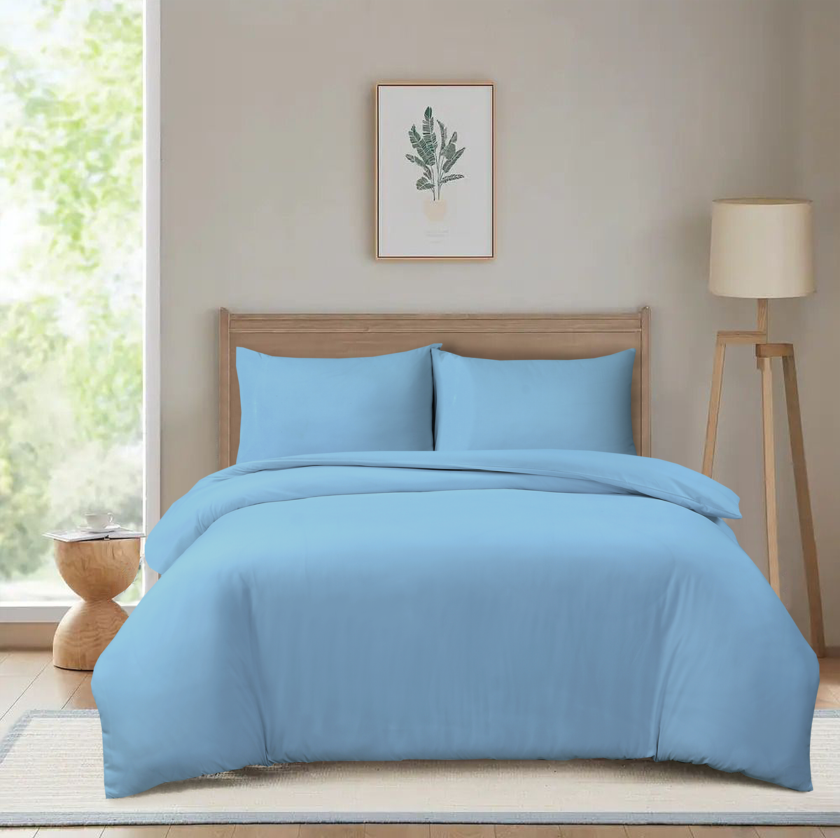Hadi London 3 Piece Microfibre Duvet Cover Set – Soft Plain Bedding Set with Pillowcases | Single Double King Super King