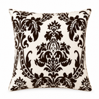 Hadi London Luxury Flock Cushion Cover 17x17" – Damask Decorative Sofa & Bed Pillow Cover
