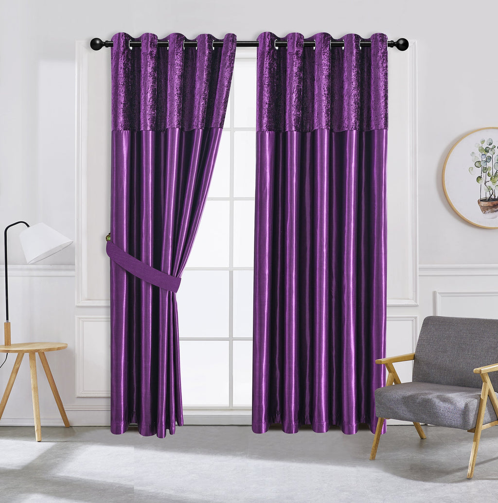 Silk Velvet Curtains Pair, Fully Lined Eyelet Curtains to Help Block Sunlight & Refresh Your Room