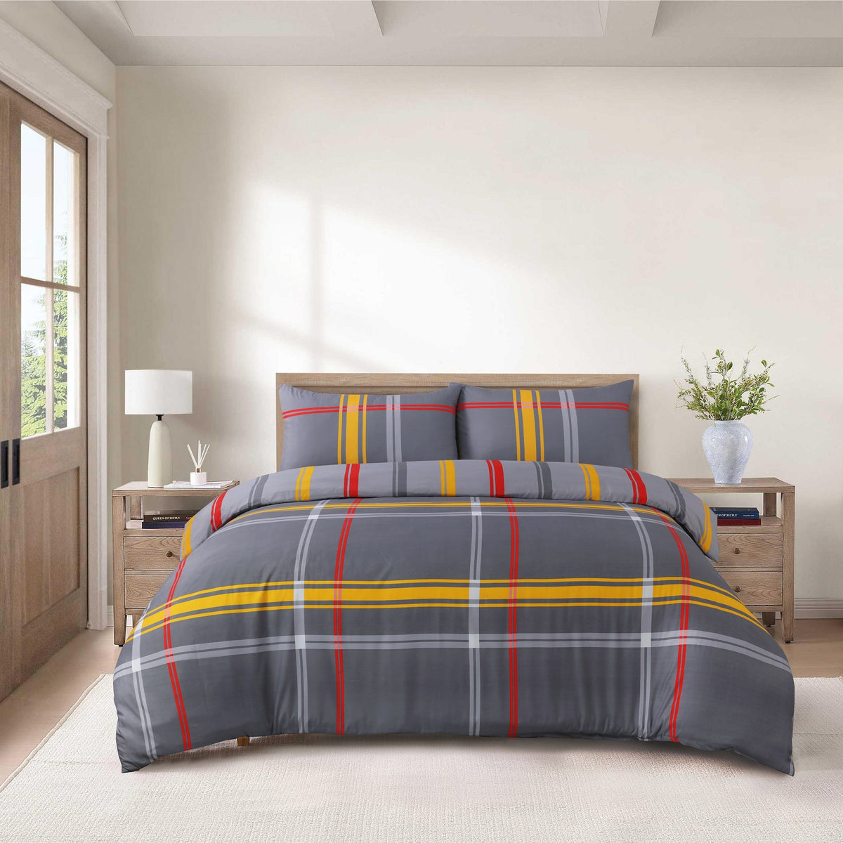 Hadi London 4 Piece Microfibre Bedding Set – Soft Duvet Cover, Fitted Sheet & Pillowcases | Single Double King Super King
