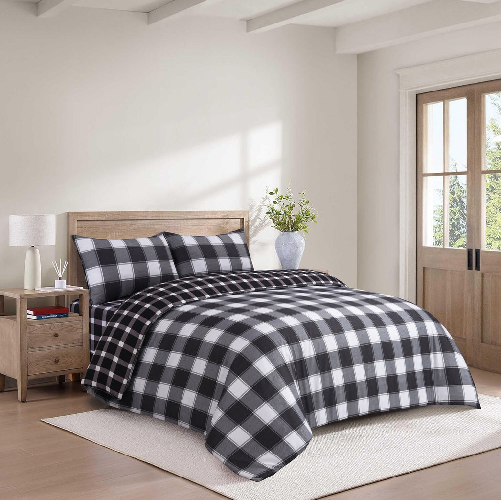 Hadi London 4 Piece Microfibre Bedding Set – Soft Duvet Cover, Fitted Sheet & Pillowcases | Single Double King Super King