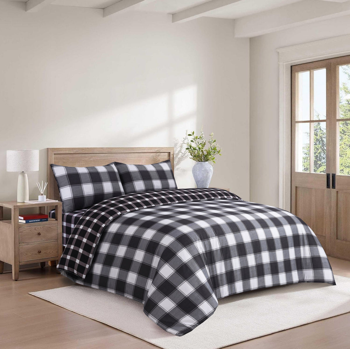Hadi London 4 Piece Microfibre Bedding Set – Soft Duvet Cover, Fitted Sheet & Pillowcases | Single Double King Super King
