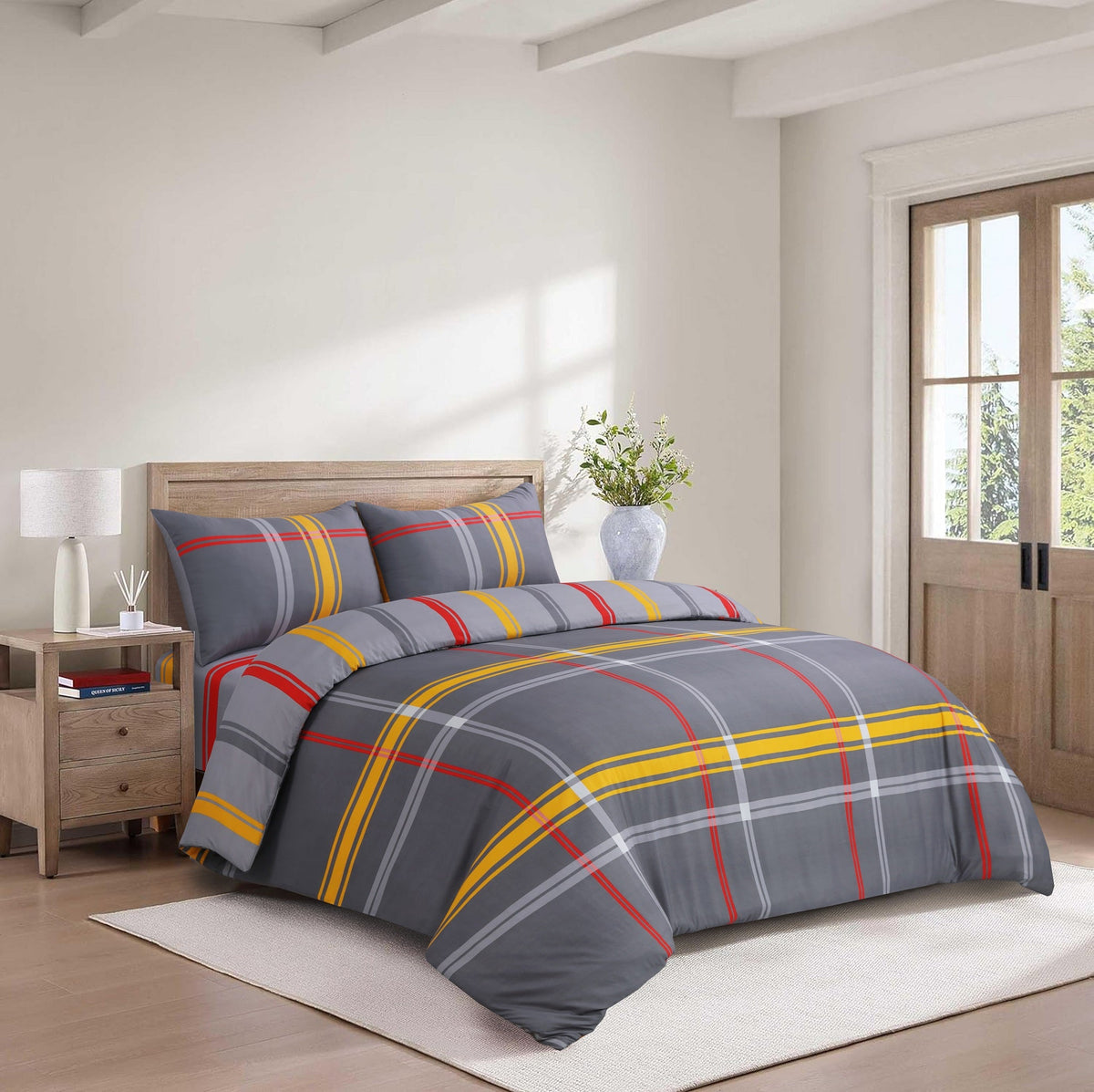 Hadi London 4 Piece Microfibre Bedding Set – Soft Duvet Cover, Fitted Sheet & Pillowcases | Single Double King Super King