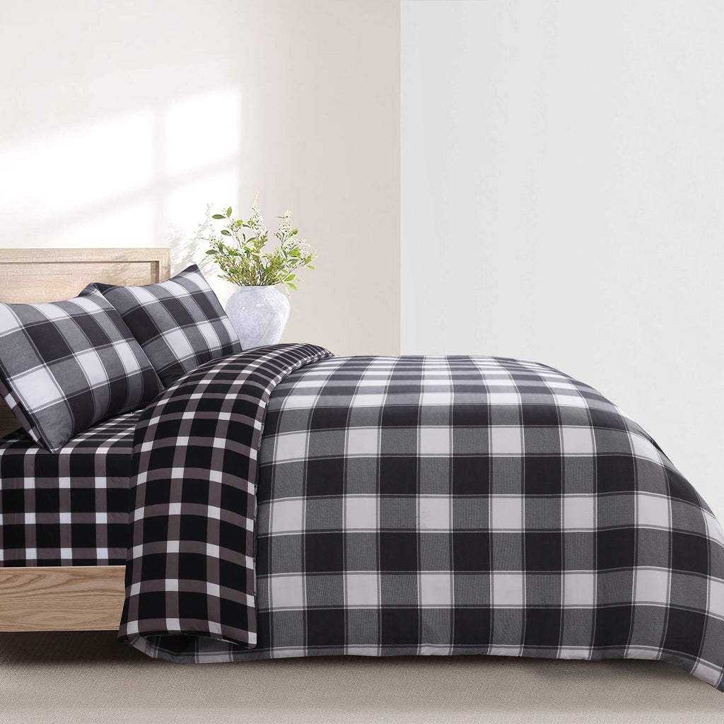 Hadi London 4 Piece Microfibre Bedding Set – Soft Duvet Cover, Fitted Sheet & Pillowcases | Single Double King Super King