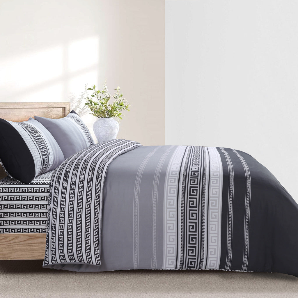 Hadi London 4 Piece Microfibre Bedding Set – Soft Duvet Cover, Fitted Sheet & Pillowcases | Single Double King Super King