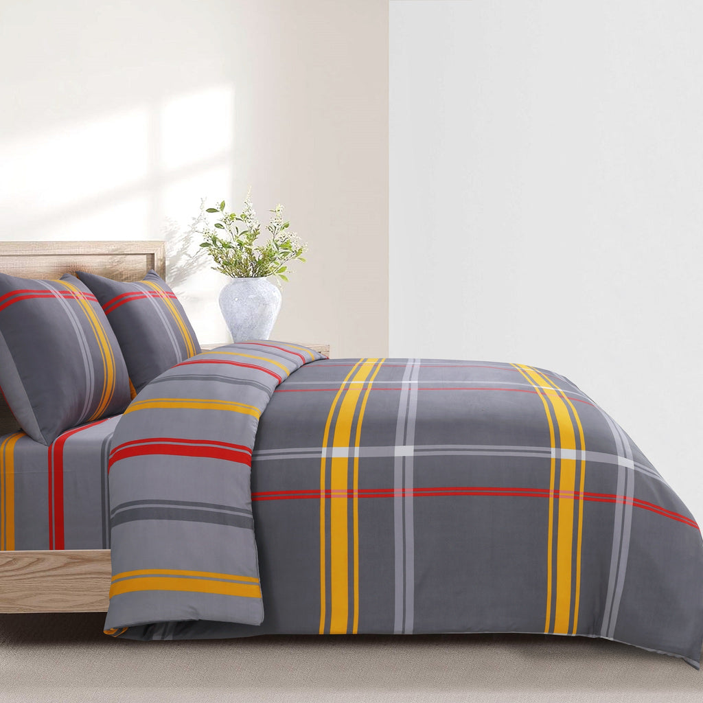 Hadi London 4 Piece Microfibre Bedding Set – Soft Duvet Cover, Fitted Sheet & Pillowcases | Single Double King Super King