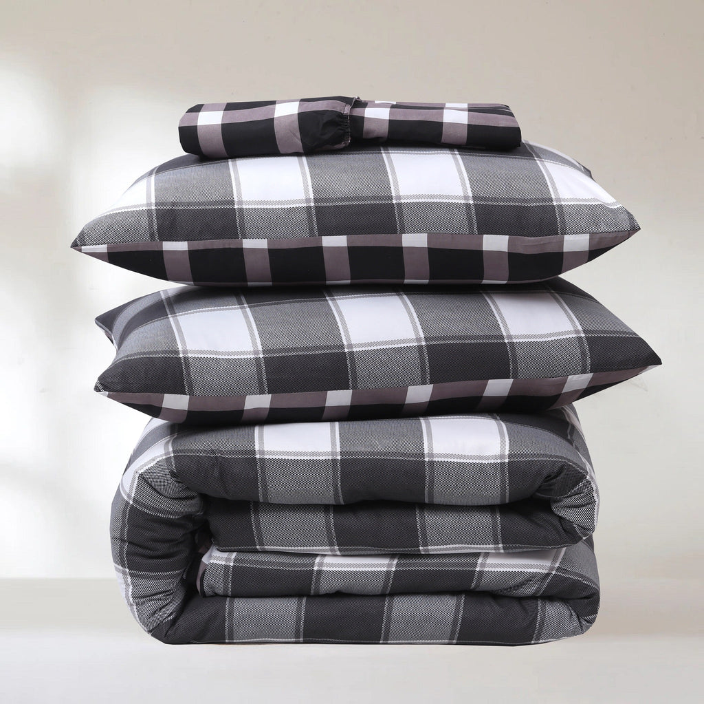 Hadi London 4 Piece Microfibre Bedding Set – Soft Duvet Cover, Fitted Sheet & Pillowcases | Single Double King Super King