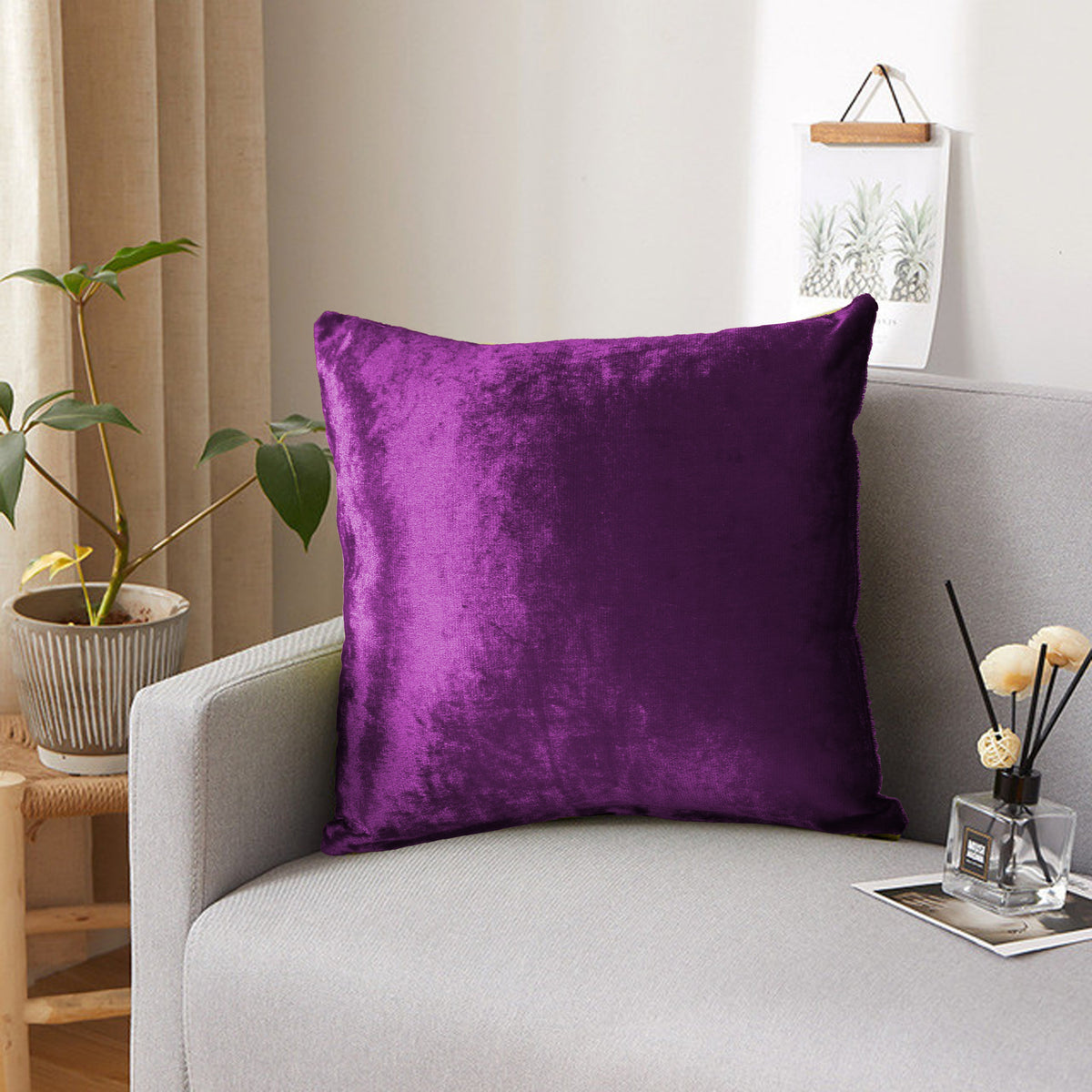 Hadi London Luxury Italian Crushed Velvet Cushion Cover 17x17" – Soft Decorative Sofa & Bed Cushion Cover