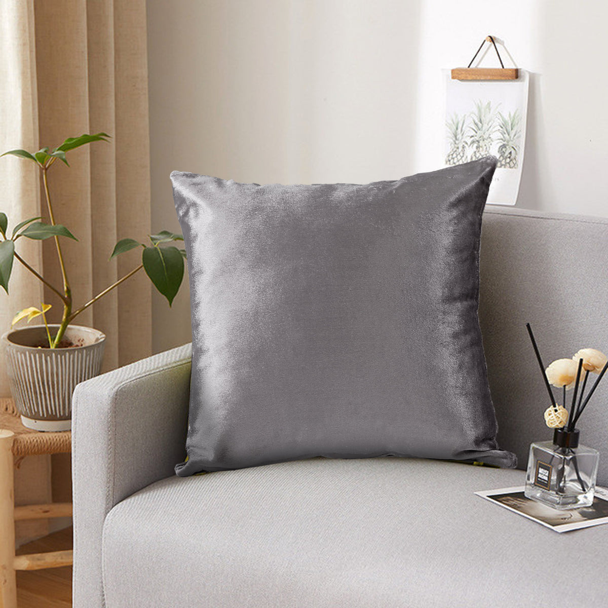 Hadi London Luxury Italian Crushed Velvet Cushion Cover 17x17" – Soft Decorative Sofa & Bed Cushion Cover
