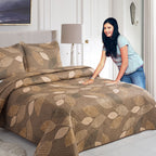 3 Piece Luxury Quilted Bedspread Set – Reversible Floral Patchwork Bedspread with Pillow Shams | Soft Microfibre Bed Throw for Double & King Size Beds