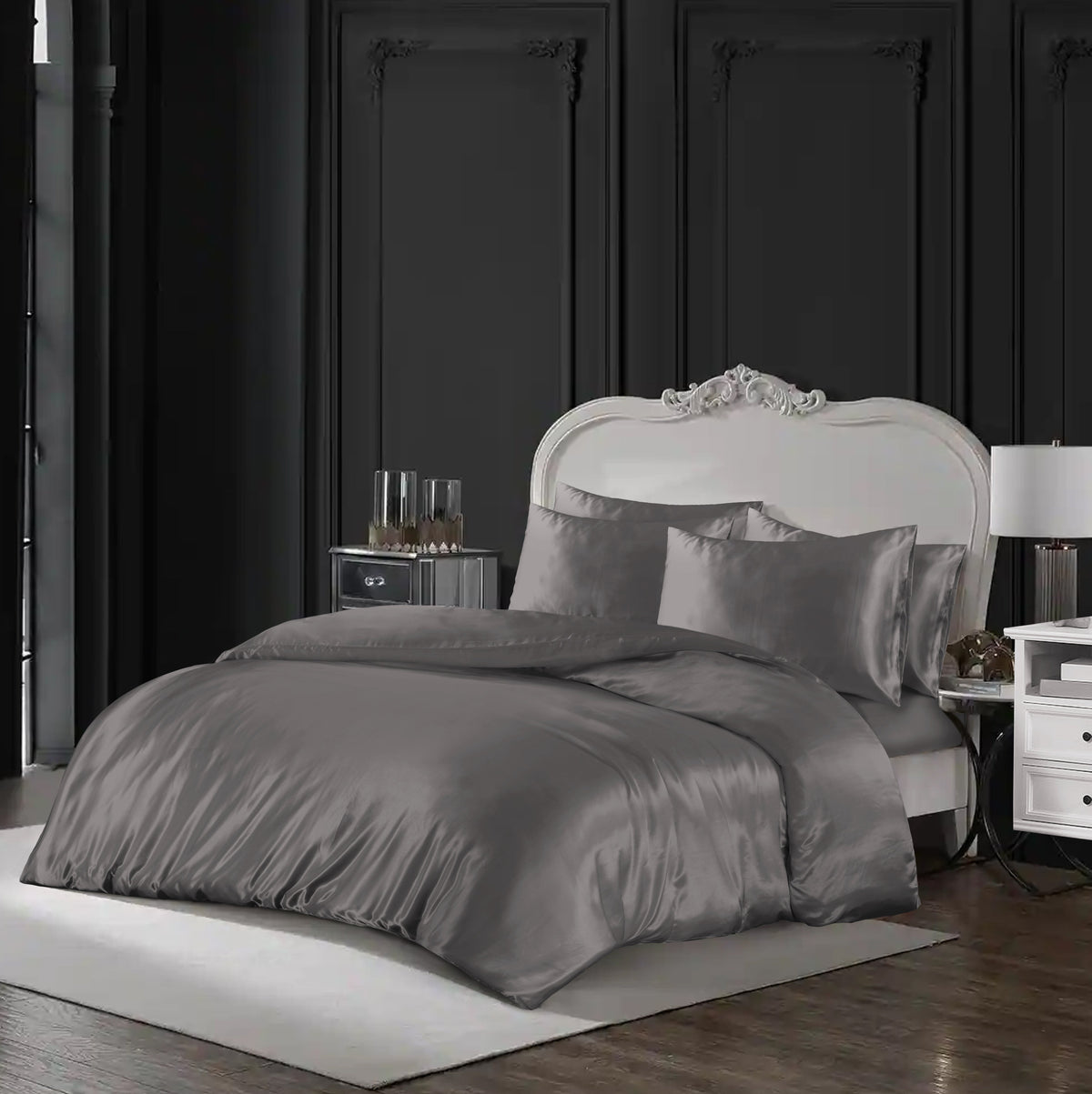 Hadi London Luxury 10 Piece Satin Bedding Set – Silky Duvet Cover, Sheet, Pillowcases & Beauty Sleep Accessories