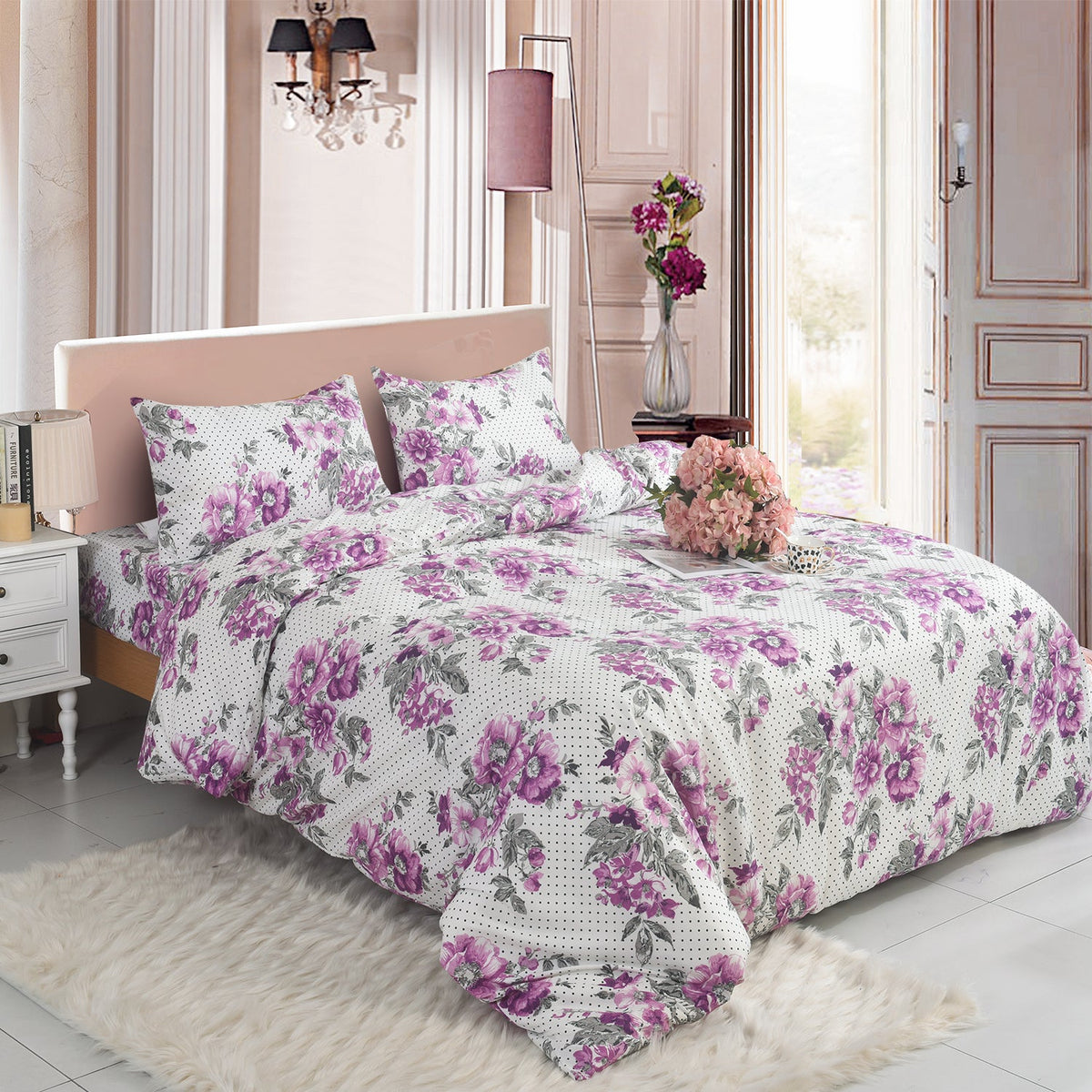 Hadi London Obsidian Marble 4 Piece Microfibre Bedding Set – Duvet Cover, Fitted Sheet & Pillowcases