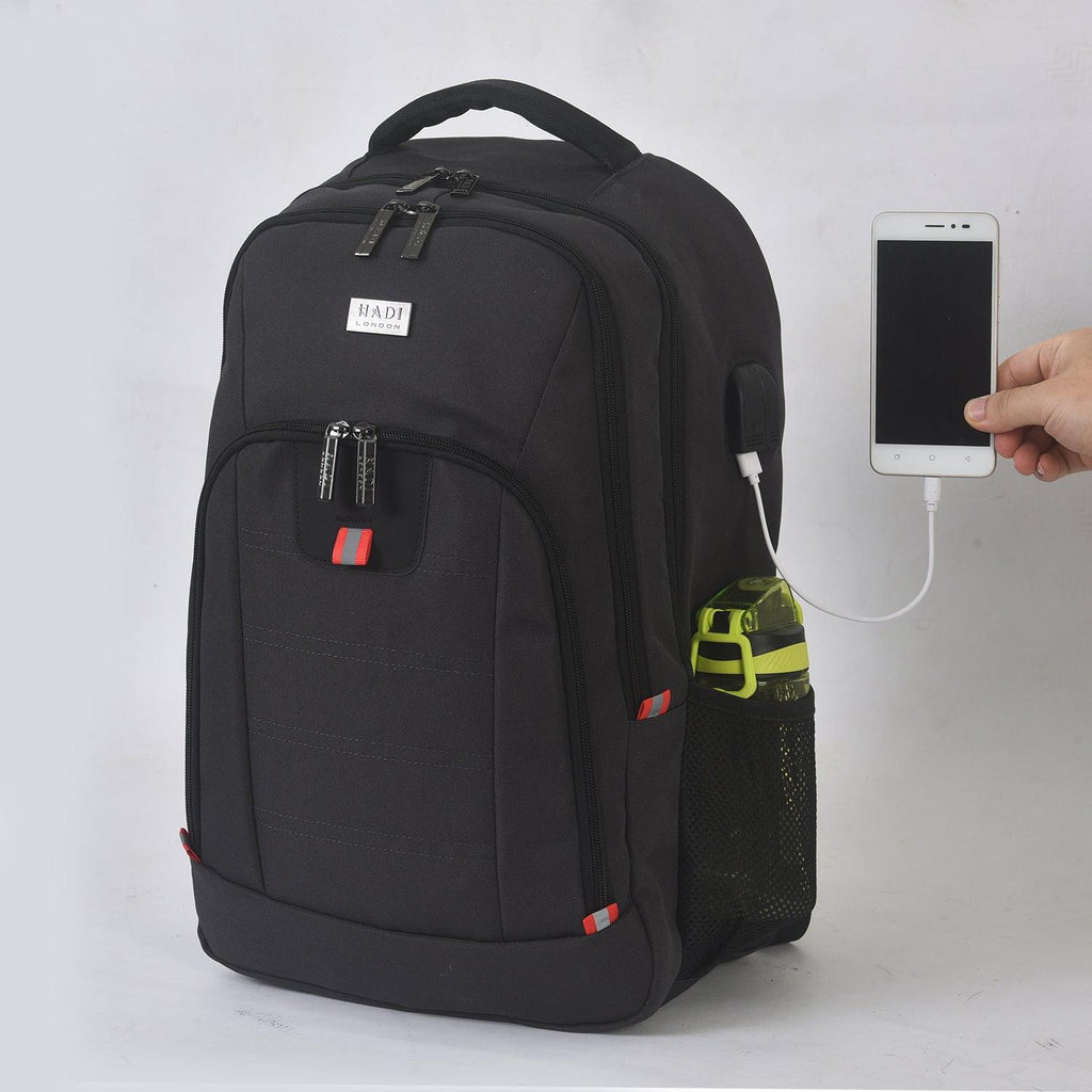 HADI LONDON 50L Laptop Backpack – Water Resistant Anti-Theft Travel Rucksack with USB Charging Port | Work, University & Travel