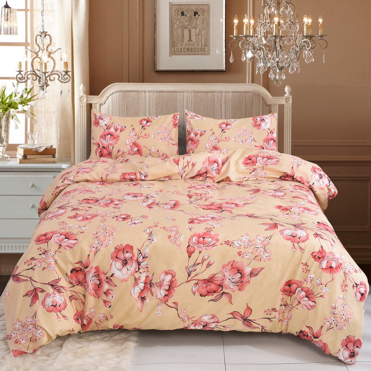 Hadi London Obsidian Marble 4 Piece Microfibre Bedding Set – Duvet Cover, Fitted Sheet & Pillowcases