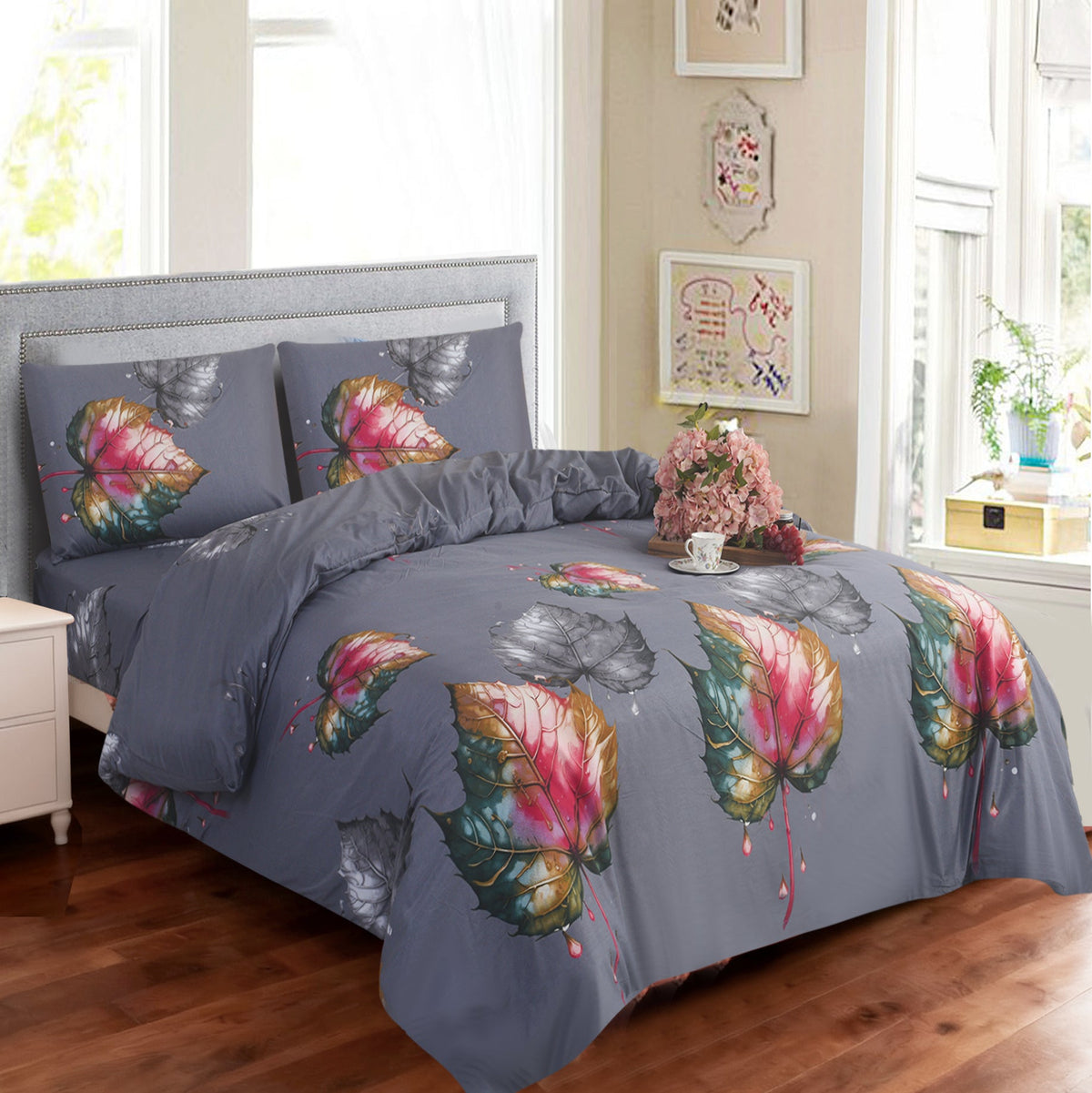 Hadi London 4 Piece 3D Printed Bedding Set – Soft Microfibre Duvet Cover, Fitted Sheet & Pillowcases