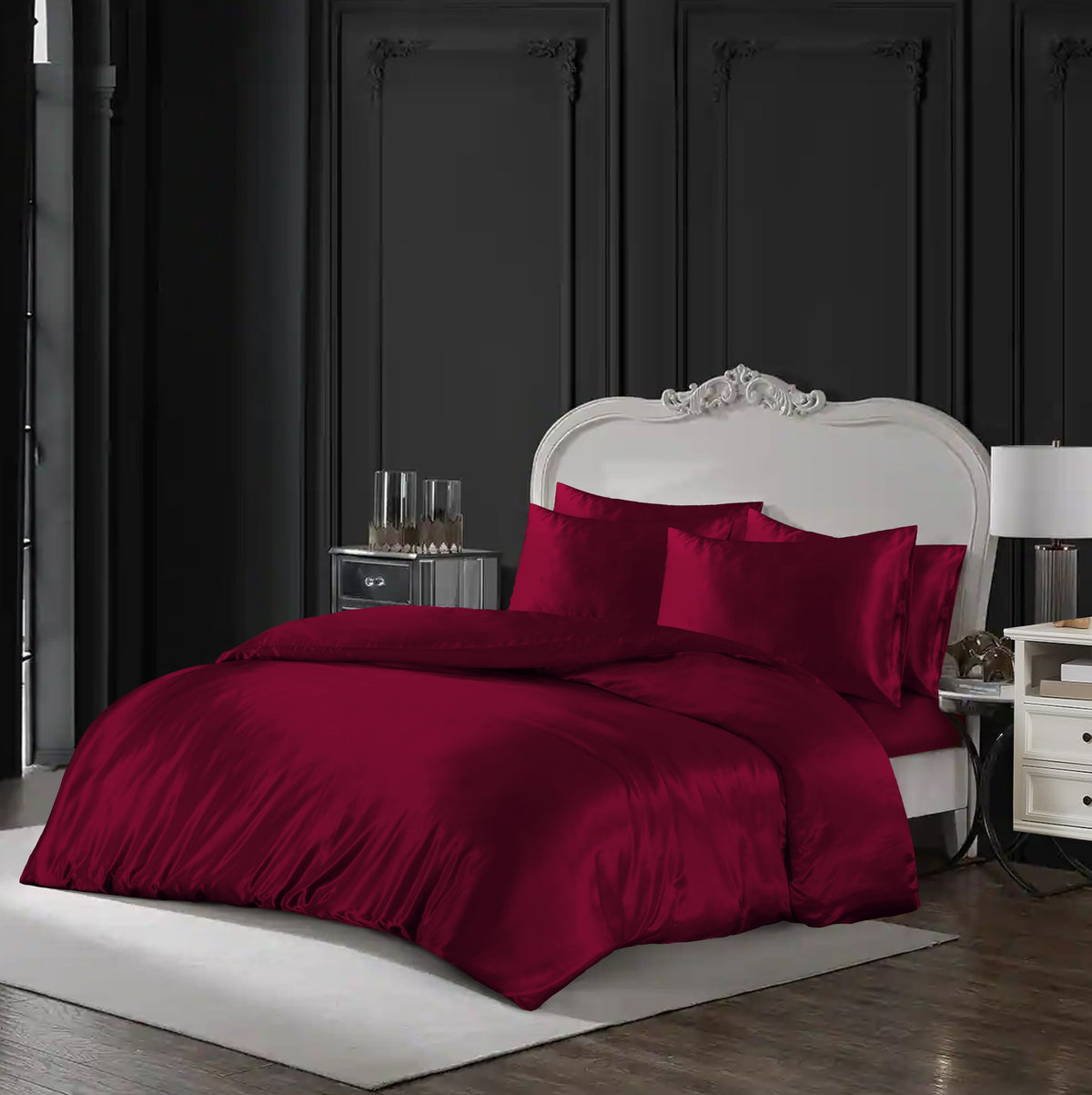 Hadi London Luxury 10 Piece Satin Bedding Set – Silky Duvet Cover, Sheet, Pillowcases & Beauty Sleep Accessories