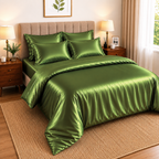 HADI LONDON Luxury Satin Bedding Set 4/6 Piece – Duvet Cover, Fitted Sheet & Pillowcases | Single Double King Super King