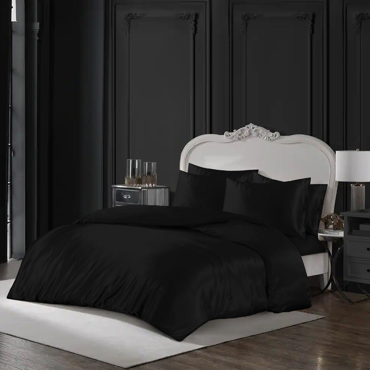 Hadi London Luxury 10 Piece Satin Bedding Set – Silky Duvet Cover, Sheet, Pillowcases & Beauty Sleep Accessories