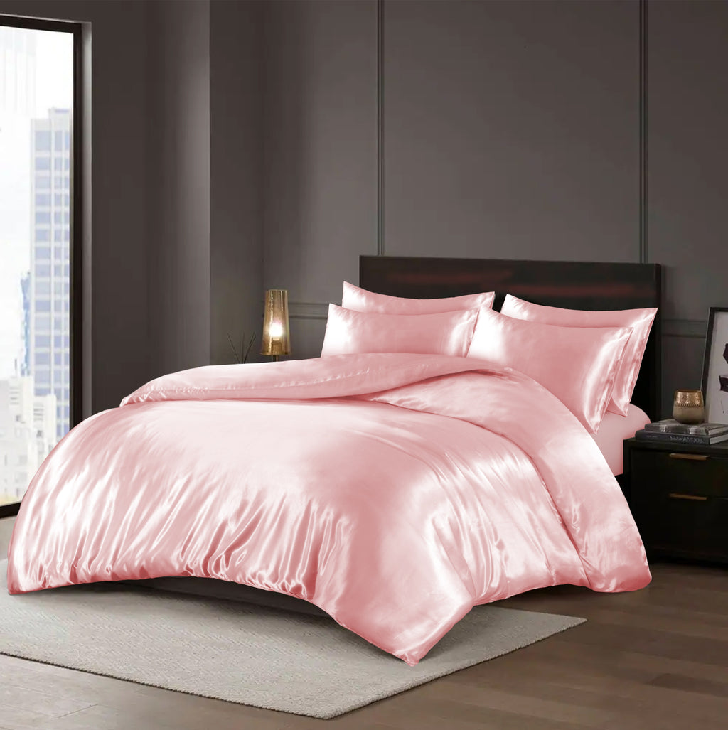Hadi London Luxury 10 Piece Satin Bedding Set – Silky Duvet Cover, Sheet, Pillowcases & Beauty Sleep Accessories