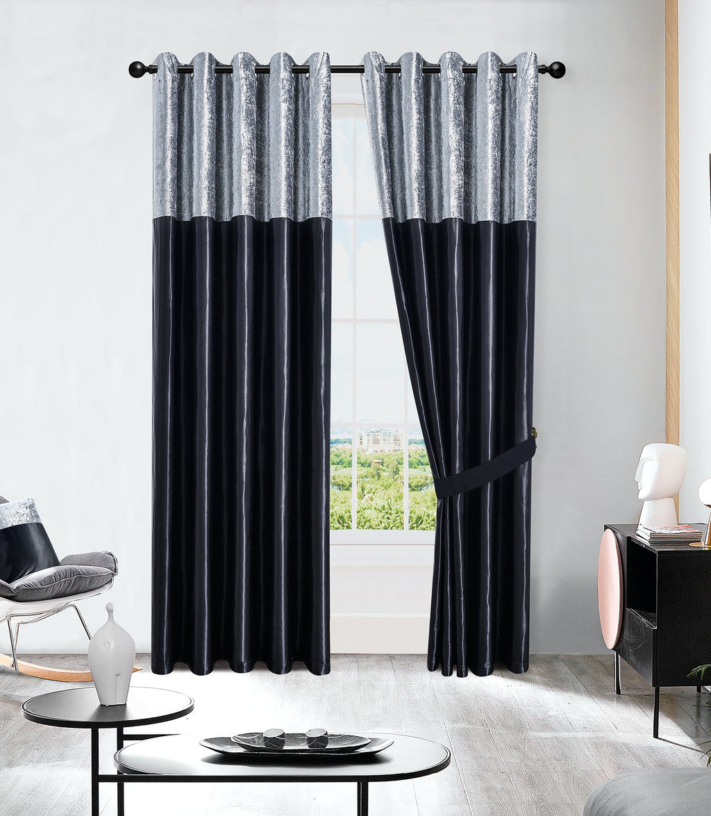 Silk Velvet Curtains Pair, Fully Lined Eyelet Curtains to Help Block Sunlight & Refresh Your Room