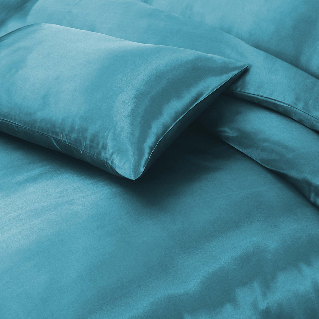 HADI LONDON Luxury Satin Bedding Set 4/6 Piece – Duvet Cover, Fitted Sheet & Pillowcases | Single Double King Super King