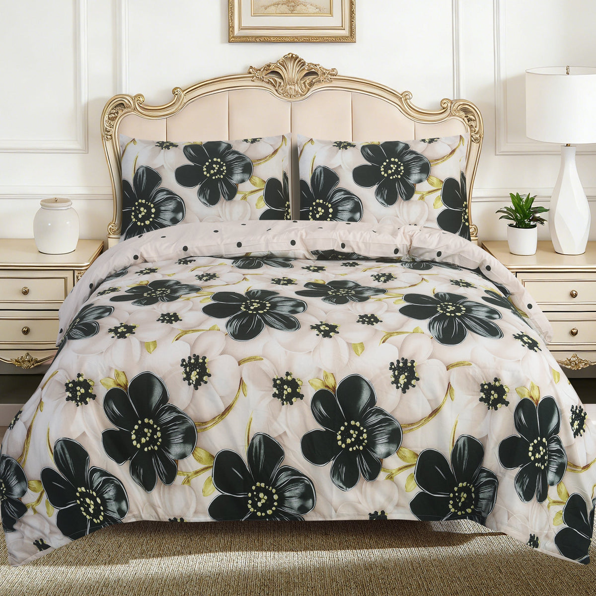 Hadi London 4 Piece 3D Printed Bedding Set – Soft Microfibre Duvet Cover, Fitted Sheet & Pillowcases