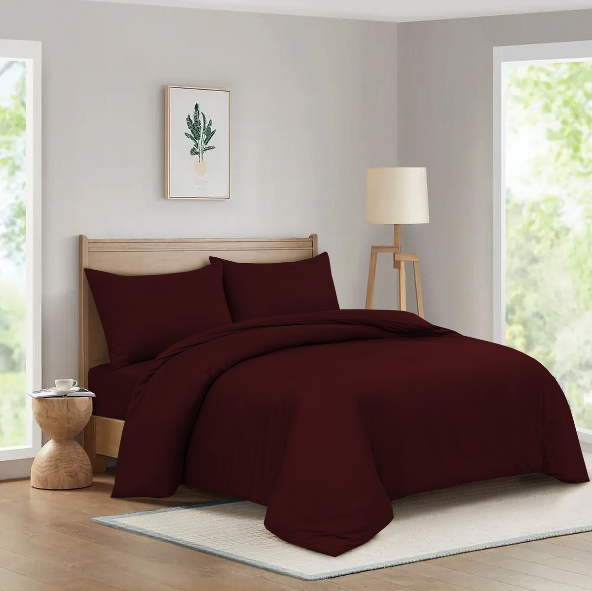 Hadi London 3 Piece Microfibre Duvet Cover Set – Soft Plain Bedding Set with Pillowcases | Single Double King Super King
